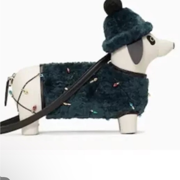 kate spade Handbags - Collectible Kate Spade Dachshund Bag Dog Green Christmas Lights Claude